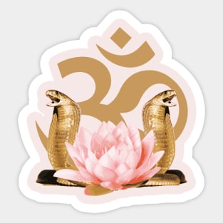 Om King Cobra Lotus Flower Sticker